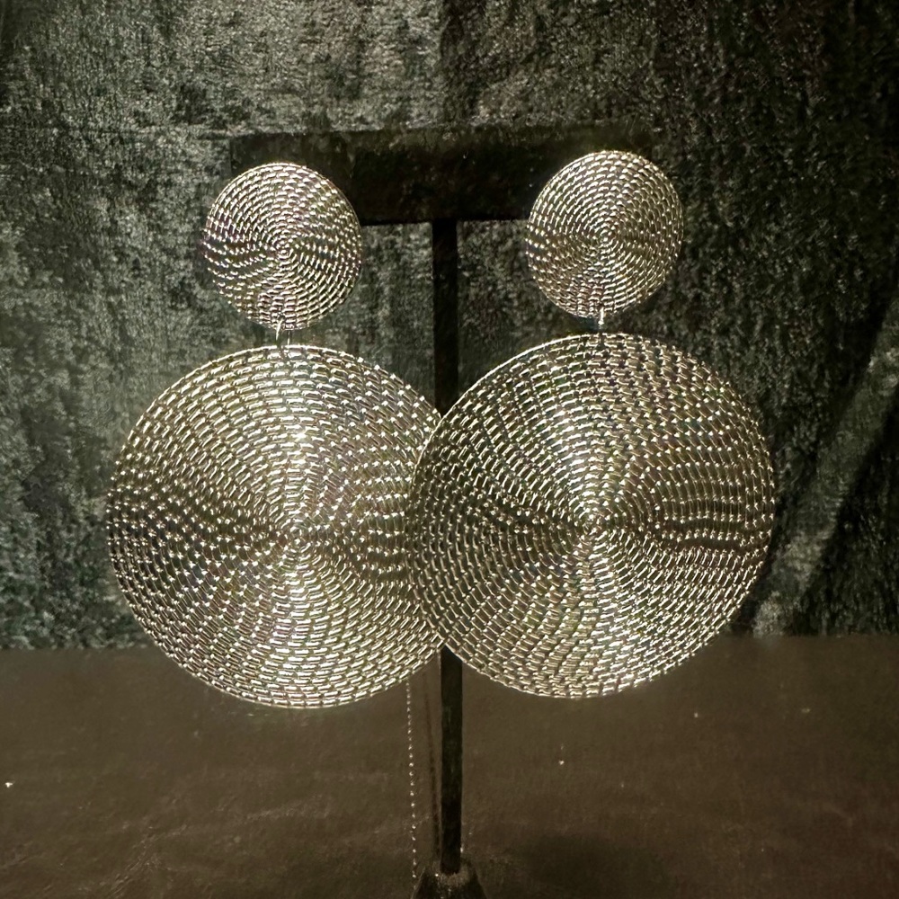 Masega Silver Tribal Medallion Round Earrings - Picture 1 of 4